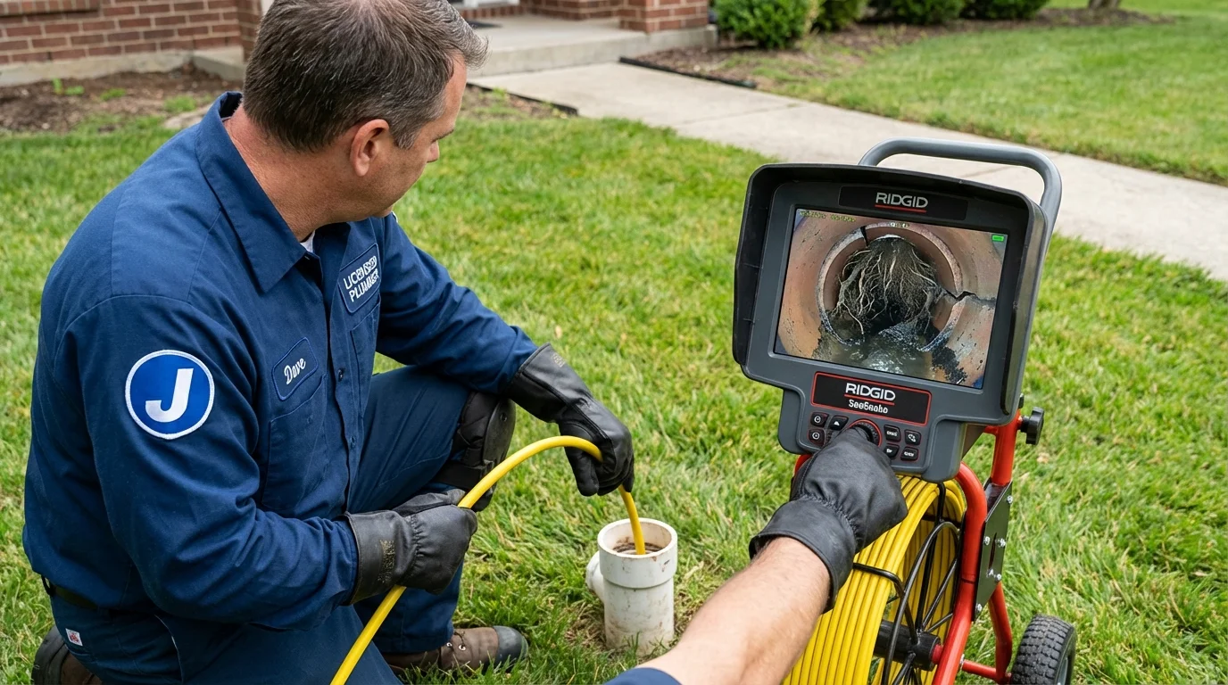 Sewer camera inspection being performed by Johns Plumbing LLC in Somerville